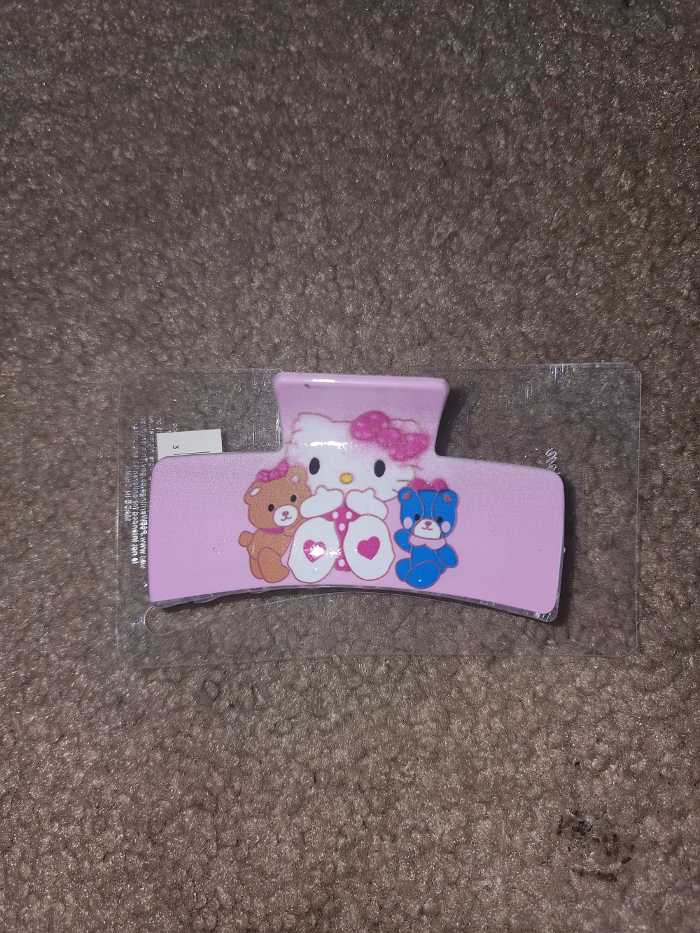 Sanrio Hello Kitty Hair Claw Pastel Pink  with Teddy Prints $10 NWT